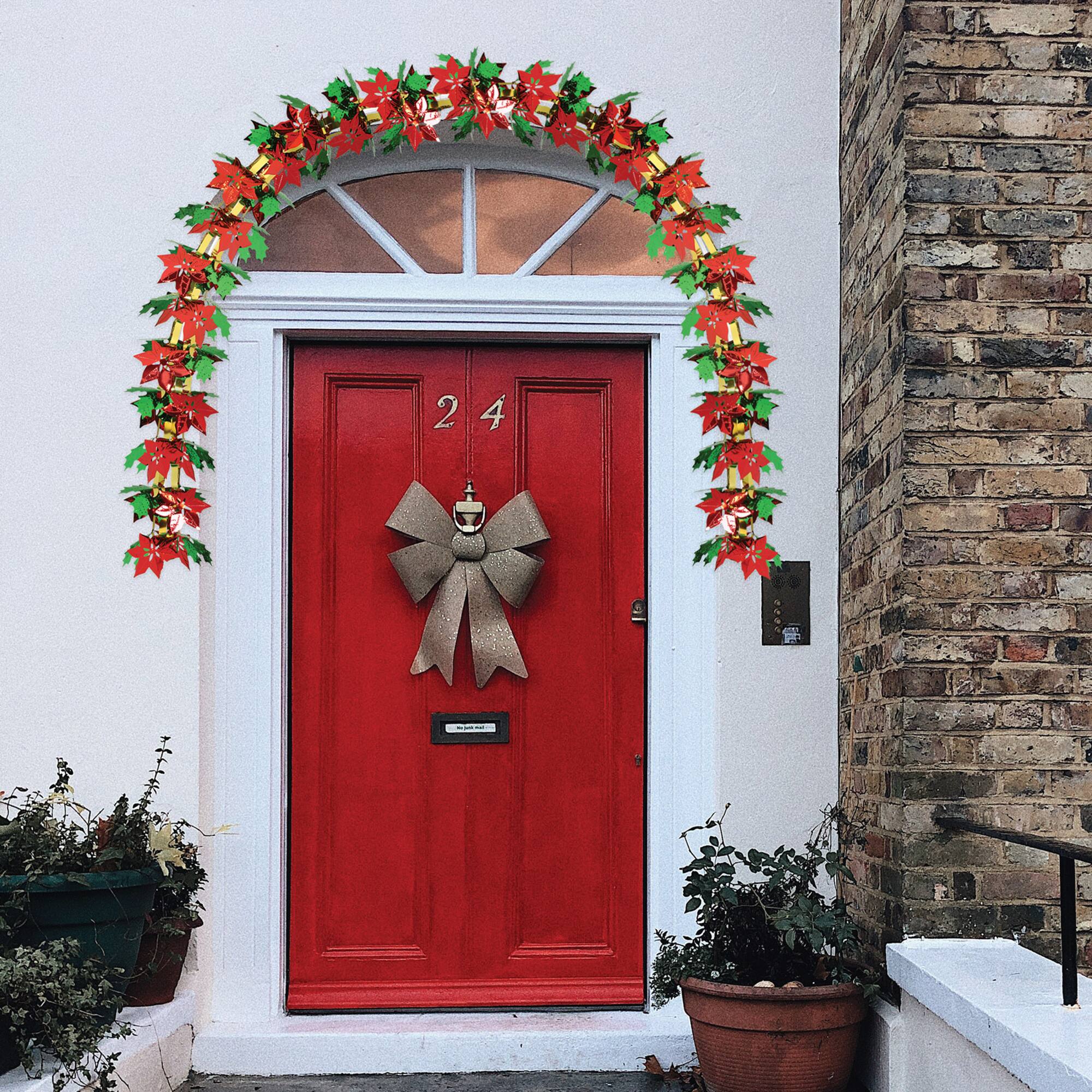 Beistle 9ft. Poinsettia & Holly Garland Column